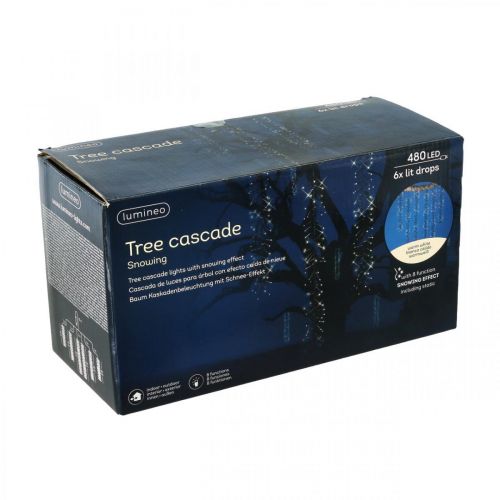 Article Cascade lumineuse effet neige, décoration hiver Avent, lumières LED 6 brins blanc chaud 480 L60/80/100cm