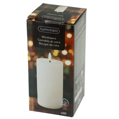 Floristik24 Minuteur bougie LED cire véritable blanc aspect rustique Ø7cm H15cm