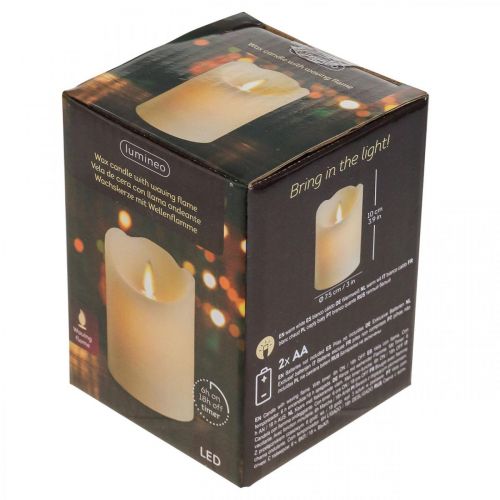 Floristik24 Bougie LED bougie pilier cire blanc chaud Ø7.5cm H10cm