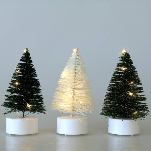 Article Sapin de Noël LED vert / blanc 10cm 3pcs