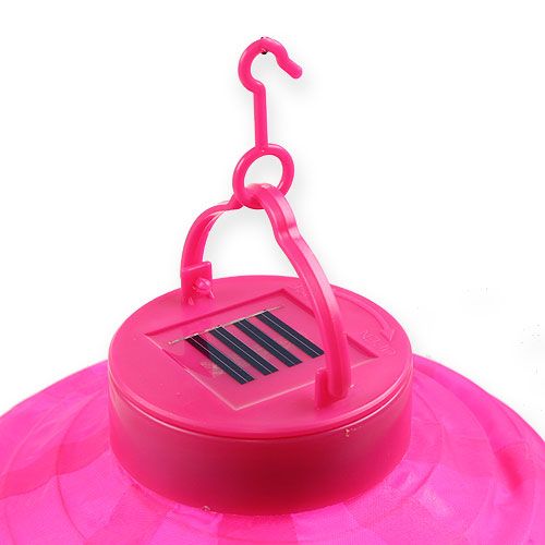 Article Lampion LED avec solaire 20cm rose