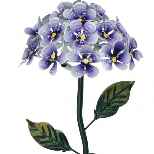 Floristik24 Chrysanthème lumineux, décoration en métal pour le jardin, décoration solaire à leds violet L55cm Ø15cm