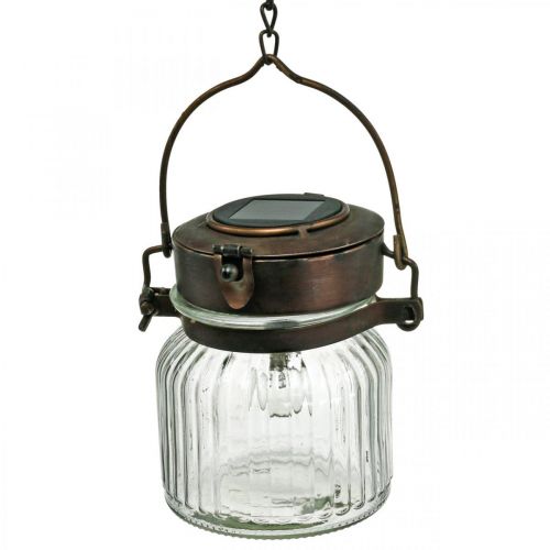 Floristik24 Lanterne LED, suspension, lumière solaire dans le verre Ø11cm H14cm