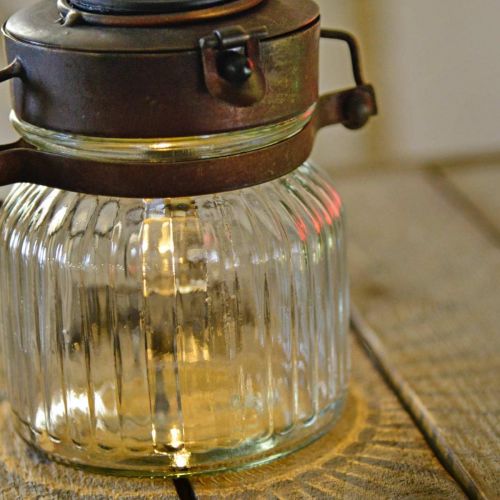 Floristik24 Lanterne LED, suspension, lumière solaire dans le verre Ø11cm H14cm