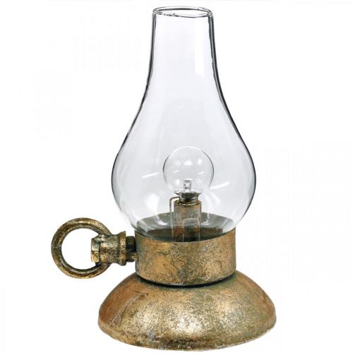 Floristik24 Lampe décorative antique, lumière LED couleur laiton, look vintage H19cm W13.5cm