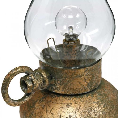 Floristik24 Lampe décorative antique, lumière LED couleur laiton, look vintage H19cm W13.5cm