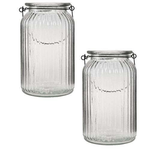 Article Lanterne en verre pour poignée suspendue H18cm 2pcs