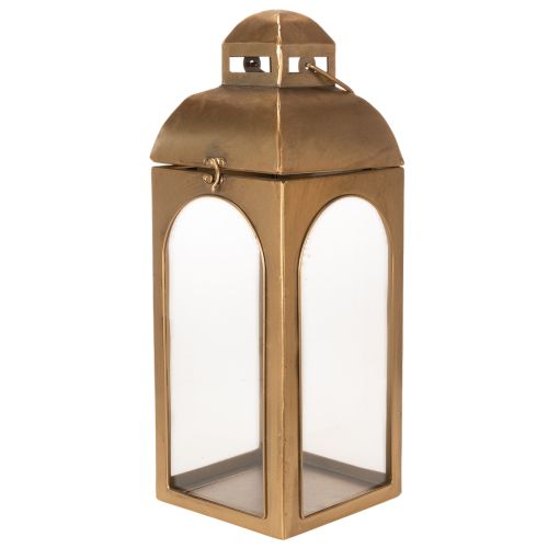 Lanterne en métal, verre et aspect laiton, hauteur 50 cm, lot de 2 | Floristik24.be