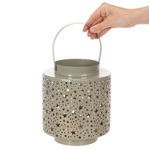 Lanterne à motif d'étoiles, en métal vert, 31 cm | Floristik24.be