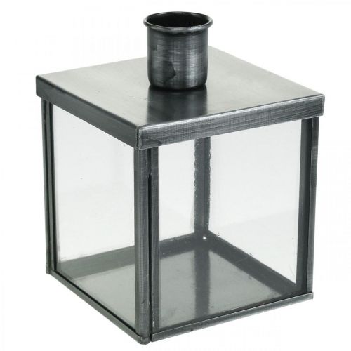 Article Bougeoir décoratif pour bougie argentée, anthracite H11cm