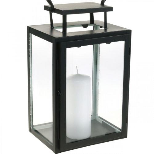 Floristik24 Lanterne décorative en métal noir, lanterne rectangulaire en verre 19x15x30,5cm