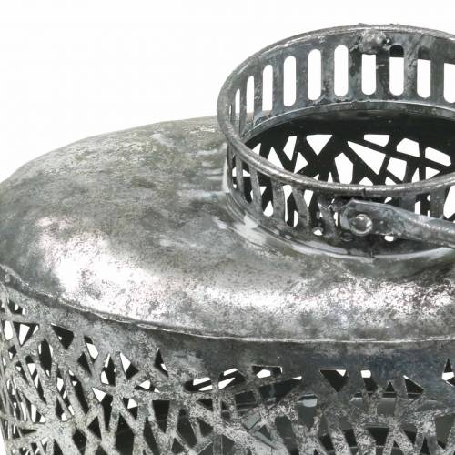 Floristik24 Lanterne ovale aspect antique métal argenté 15×28cm H19cm