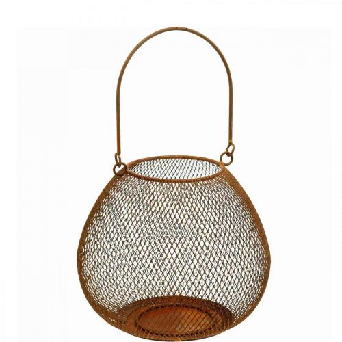 Floristik24 Lanterne métal avec grille bougeoir rouille Ø20cm H17cm