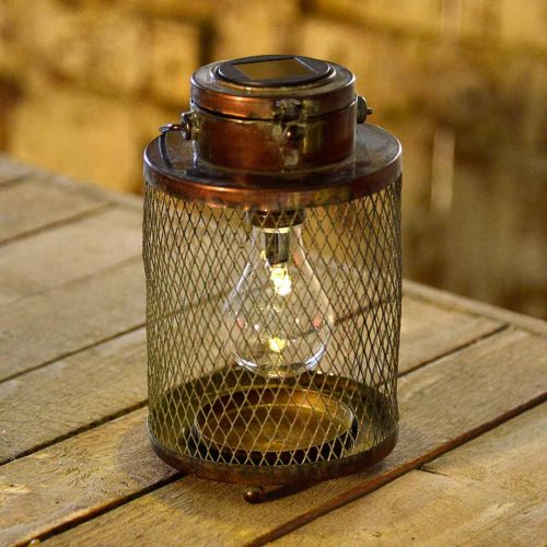 Floristik24 Lanterne en métal, lampe solaire, LED, aspect antique Ø13,5cm H28,5cm