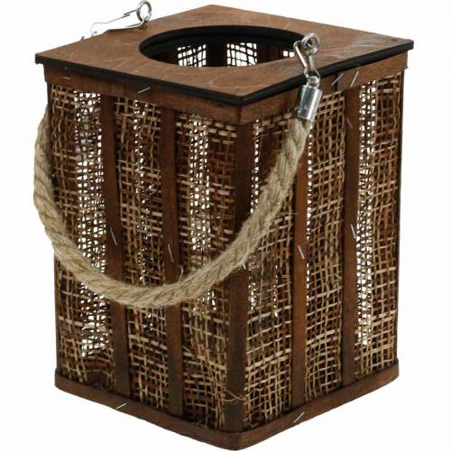 Lanterne à motif tressé, décoration bougie à suspendre, lanterne en bois H41cm