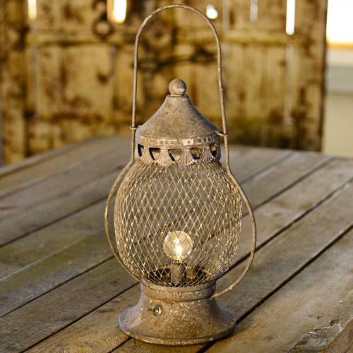 Floristik24 Lanterne en métal, lampe LED, Shabby Chic Ø16cm H33.5cm