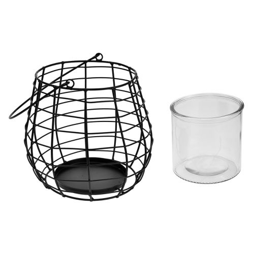 Article Lanterne de jardin avec lanterne en verre noire Ø20cm H18,5cm