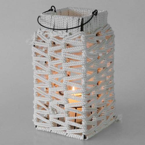 Article Lanterne suspendue, décoration été, lanterne, macramé H35.5cm L19cm
