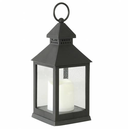 Floristik24 Lanterne avec bougie LED noire 10.5×24cm