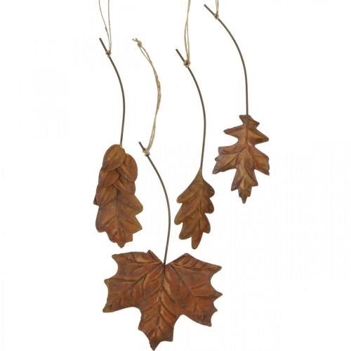 Floristik24 Feuilles en métal pour accrocher des feuilles d&#39;automne brun rouille 7.5-10cm 4pcs