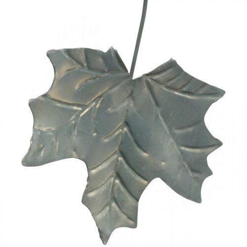 Floristik24 Feuilles en métal à suspendre feuilles d'automne gris antique 7.5-10cm 4pcs