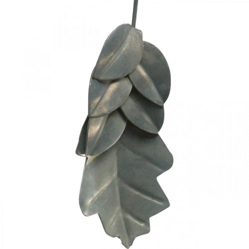 Floristik24 Feuilles en métal à suspendre feuilles d'automne gris antique 7.5-10cm 4pcs