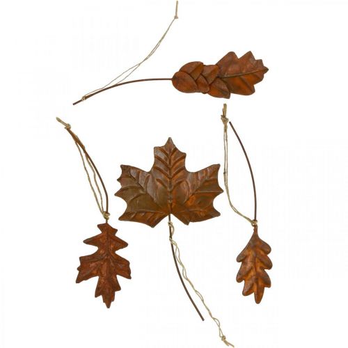 Article Décoration automne feuilles métal aspect rouille L20cm 4pcs