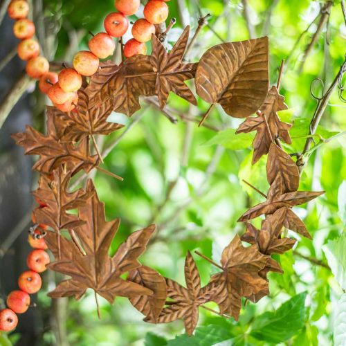 Article Couronne de feuilles, rouille noble, décoration en métal, couronne, décoration d&#39;automne, fleuriste commémorative Ø29cm