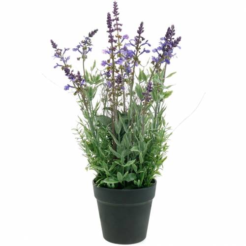 Décoration florale lavande dans un pot de plantes artificielles