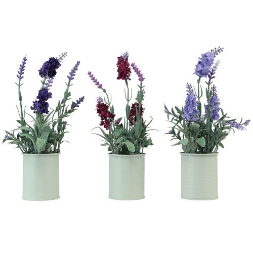 Floristik24 Lavande en Pot Artificielle Violet Rose Violet Clair H26cm 3pcs