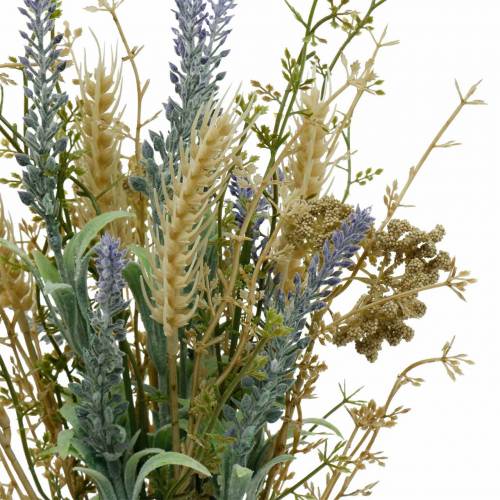 Floristik24 Bouquet de lavande artificielle, fleurs en soie, bouquet champêtre de lavande aux épis de blé et reine des prés
