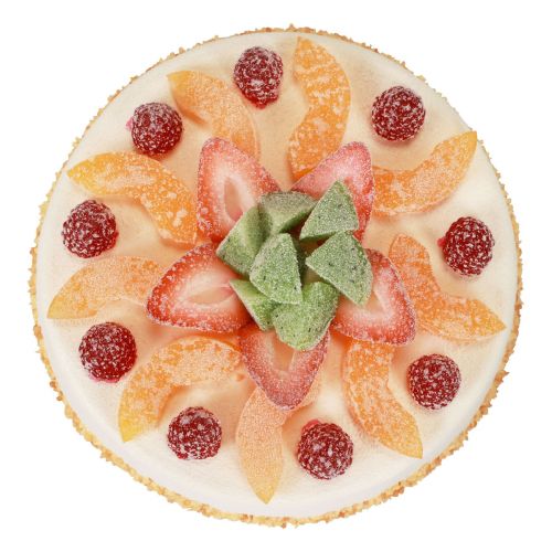 Floristik24 Factice alimentaire, gâteau artificiel aux fruits Ø23cm H8,5cm