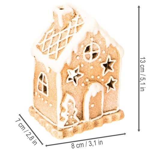 Porte-bougie chauffe-plat en forme de maison en pain d'épice, à poser et à utiliser comme décoration, 13 cm | Floristik24.be