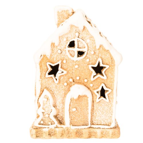 Porte-bougie chauffe-plat en forme de maison en pain d'épice, à poser et à utiliser comme décoration, 13 cm | Floristik24.be