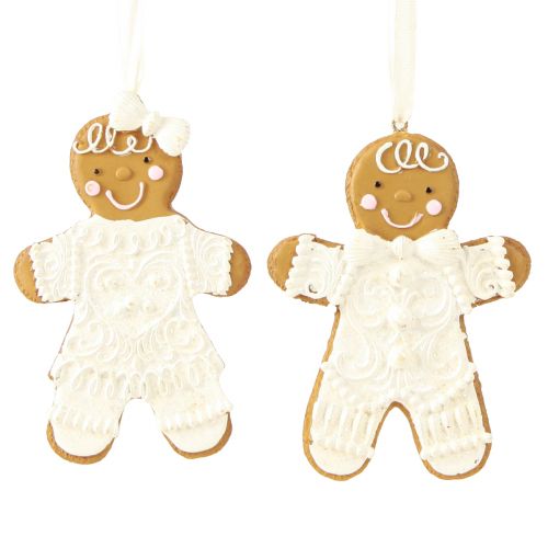 Article Décoration bonhomme en pain d&#39;épices femme en pain d&#39;épices à suspendre H10,5cm 4pcs