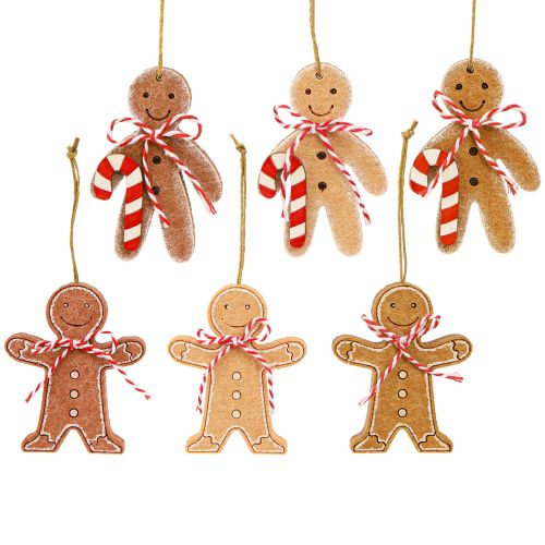 Bonhomme en pain d&#39;épices décoratif à suspendre en bois, assortiment de 8 cm, 12 pièces