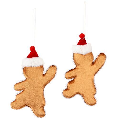 Article Décoration de Noël bonhomme en pain d'épices à suspendre marron H21cm 2pcs