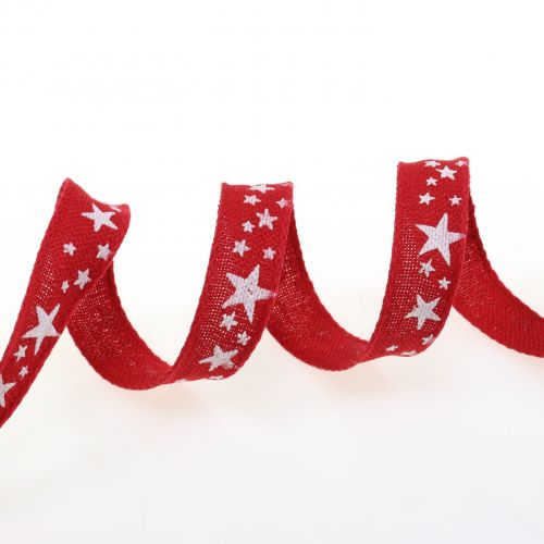 Floristik24 Jute avec motif étoile rouge 15mm 15m