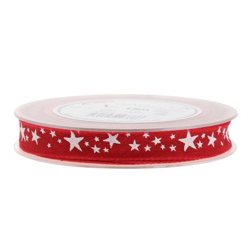 Floristik24 Jute avec motif étoile rouge 15mm 15m