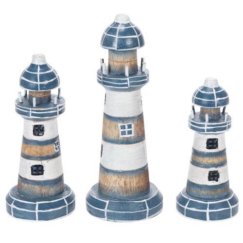 Article Décoration phare, style maritime, pour salon et terrasse, 20 cm, lot de 3.