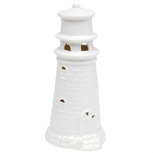 Floristik24 Phare à LED 17,5cm blanc mat