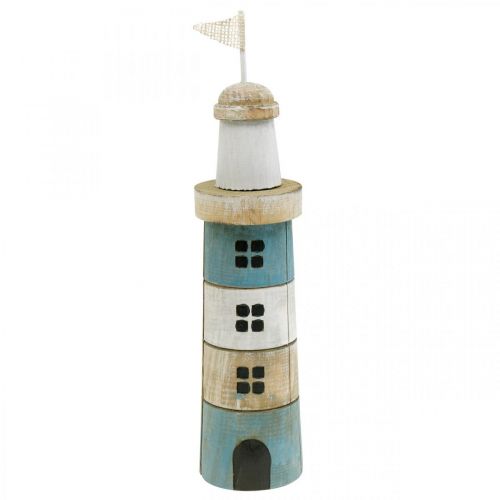 Floristik24 Décoration maritime, phare en bois, décoration marine, phare décoratif bleu H31cm