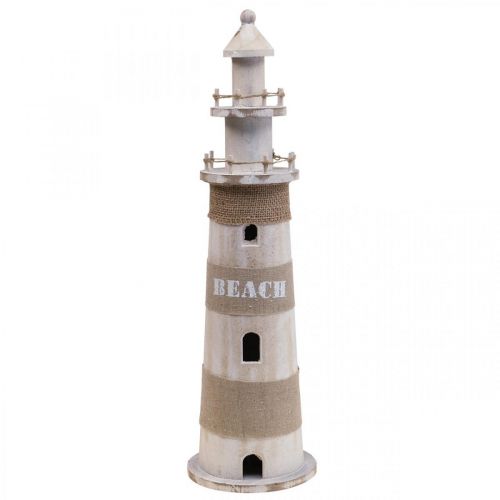 Floristik24 Phare décoration bois blanc, décor maritime naturel H44cm