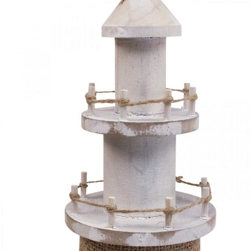 Floristik24 Phare décoration bois blanc, décor maritime naturel H44cm