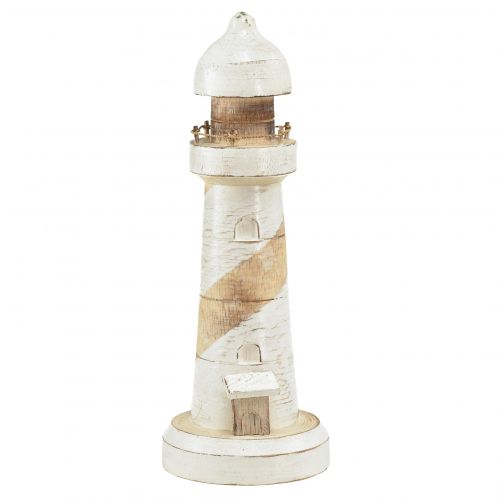 Floristik24 Phare Bois Décoration Maritime Blanc Naturel Ø10,5cm H28,5cm