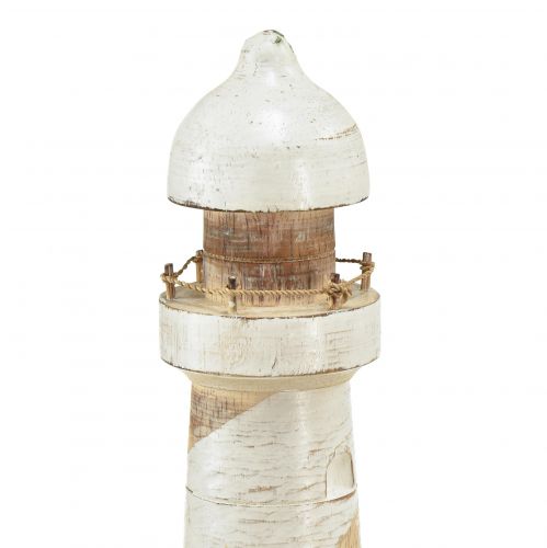 Article Phare Bois Décoration Maritime Blanc Naturel Ø10,5cm H28,5cm