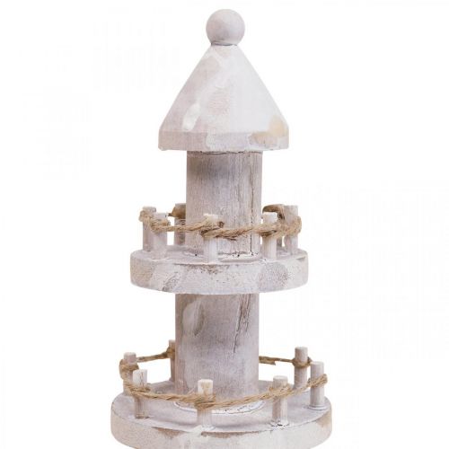 Article Phare en Bois Déco Bois Maritime Blanc H25cm