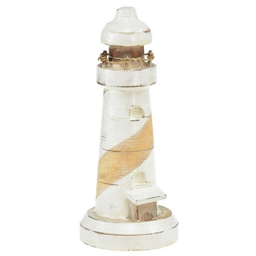 Décoration de table Phare en bois blanc naturel Ø7,5cm H19cm