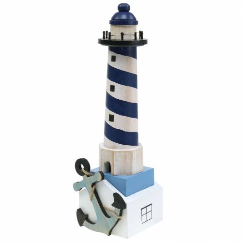 Floristik24 Phare déco maritime bleu foncé 34cm