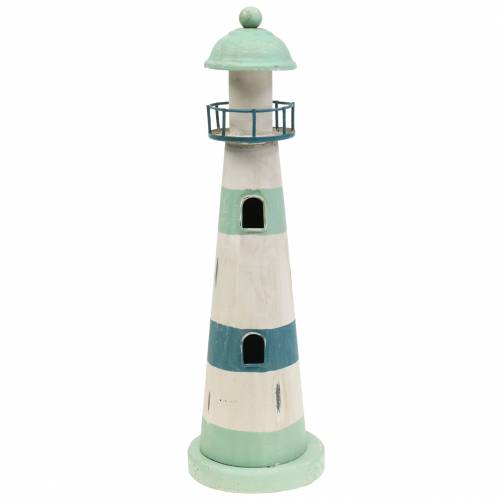 Floristik24 Phare turquoise, blanc Ø10,5cm H35cm
